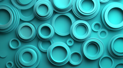 Geometric monochrome shapes, circular forms on a turquoise background, flat design illustration. Monochrome. Illustration