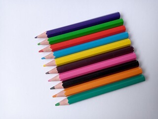 color pencils on white background