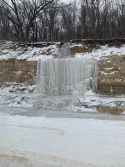 frozen waterfall in nature