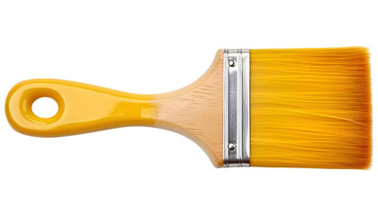 Paint brush in big yellow color on transparent background