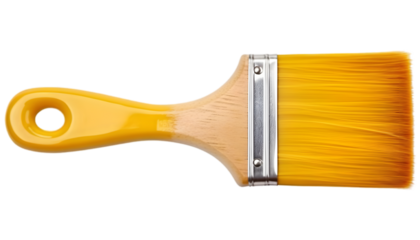 Paint brush in big yellow color on transparent background