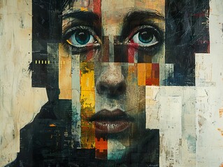 Abstract Portrait Collage: Exploring Identity Through Layers and Texture