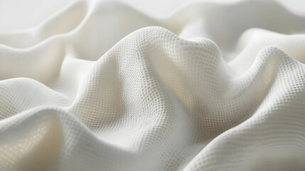 Abstract White 3D Pattern,  A Soft, White Mesh Fabric with a 3D Texture