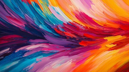 Obraz premium A vibrant abstract painting featuring swirling colors in shades of blue, pink, orange, and purple, creating a dynamic sense of movement and energy.