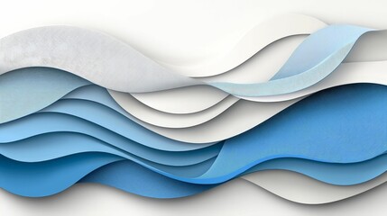 Fototapeta premium A visually striking abstract design featuring layered waves in varying shades of blue and white, creating a sense of depth and fluidity.