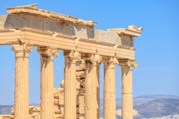 Fototapeta premium The columns are made of stone and are part of a building, Acropolis in Athens