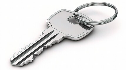 Isolated Key on White Background Perfect for Use in Real Estate, Security, and Lifestyle Themes to Represent Access or Entry Concept