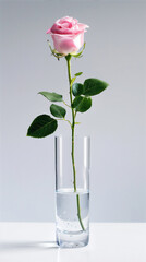 Rose flower in a glass vase isolated on flawless background version 21