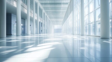 blue corridor in modern building