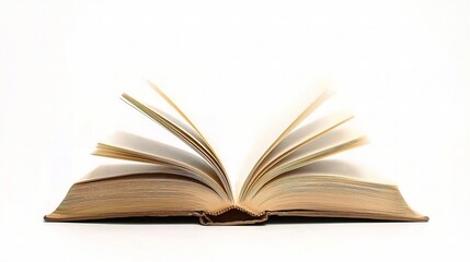 Obraz premium Open Book Isolated on White Background Highlighting Pages and Cover for Education, Reading, Literature, or Publishing Concepts