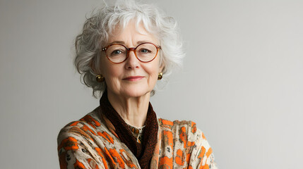 Confident Older Woman with Gray Hair
