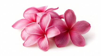 Isolated Pink Plumeria Flowers on White Background, Perfect for Nature Themes, Botanical Studies, or Tropical Designs in Print and Web Media