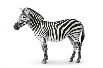 Obraz premium A black and white zebra standing on a white background.