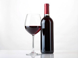 red wine bottle and glass. wine, bottle, glass, alcohol, drink, red, isolated, beverage, red wine, white, wineglass, liquid, wine bottle, celebration, bar, winery, object, white background, green, whi