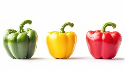 Vibrant Red Bell Pepper Isolated on White Background, Perfect for Culinary, Health, and Nutrition Illustrations, Fresh Produce Concepts, and Delicious Recipe Inspirations