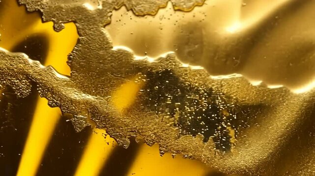 The textured wall has a golden sheen, resembling an abstract art piece. Glistening details accentuate the wall's uneven surface, like a treasure map