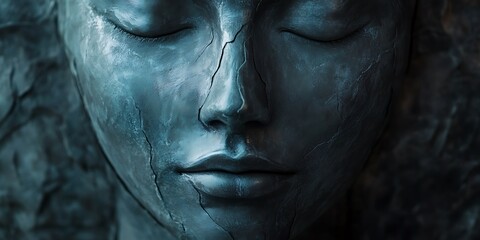 Watery Face of Sorrow,  Close up Portrait of a Weeping Woman