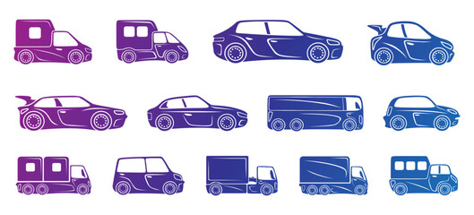 Green vehicle icon collection. 