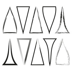 Geometric triangle forms. Abstract black shapes. Irregular triangle pattern. Vector line drawing.