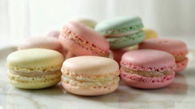 A plate of colorful macarons with different flavors