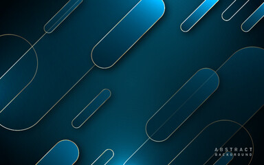 Elegant luxury abstract dark blue wave shape with gold outline background