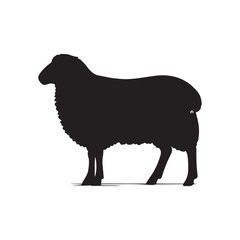 Silhouette of sheep, sheep icon, Sheep silhouette isolated on white background. Silhouettes of farm animals, domestic small cattle