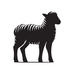 Fototapeta premium Silhouette of sheep, sheep icon, Sheep silhouette isolated on white background. Silhouettes of farm animals, domestic small cattle