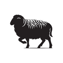 Silhouette of sheep, sheep icon, Sheep silhouette isolated on white background. Silhouettes of farm animals, domestic small cattle