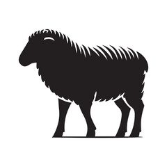 Silhouette of sheep, sheep icon, Sheep silhouette isolated on white background. Silhouettes of farm animals, domestic small cattle