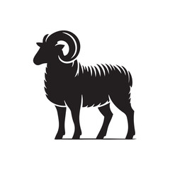 Silhouette of sheep, sheep icon, Sheep silhouette isolated on white background. Silhouettes of farm animals, domestic small cattle