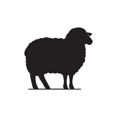 Silhouette of sheep, sheep icon, Sheep silhouette isolated on white background. Silhouettes of farm animals, domestic small cattle