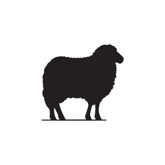 Silhouette of sheep, sheep icon, Sheep silhouette isolated on white background. Silhouettes of farm animals, domestic small cattle