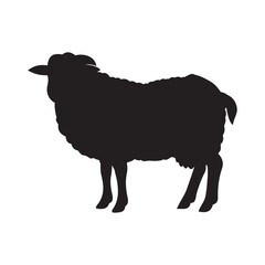 Silhouette of sheep, sheep icon, Sheep silhouette isolated on white background. Silhouettes of farm animals, domestic small cattle