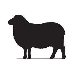 Silhouette of sheep, sheep icon, Sheep silhouette isolated on white background. Silhouettes of farm animals, domestic small cattle