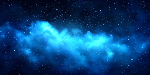 Naklejka premium Dark blue night sky filled small white stars watercolor space background