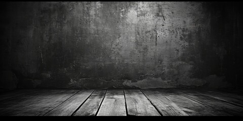Dark gloomy room concrete wall floor appears to empty background