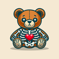 Teddy Bear Bones Cartoon Vector Art, Illustration and Graphic