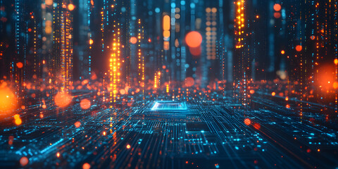 Fototapeta premium 3D rendering CPU chip, technology, concept, style, CPU circuit integration, background, wallpaper, business, poster, base map, advertising