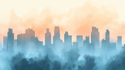Hazy City Skyline with Diffused Lighting