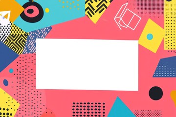 A colorful abstract background featuring geometric shapes and a blank space for text.