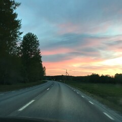 sunset on the road