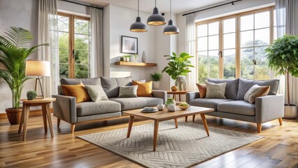 Fototapeta premium Transform your living space with stylish, cozy furniture that blends modern aesthetics and trending designs, ensuring comfort and sophistication in your home.