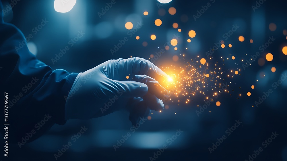 Aufkleber a gloved hand appears to create sparks of light, evoking a sense of magic and innovation in a dark, 