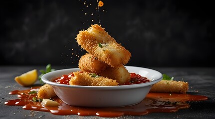 Delicious fried mozzarella sticks splash.generative.ai 