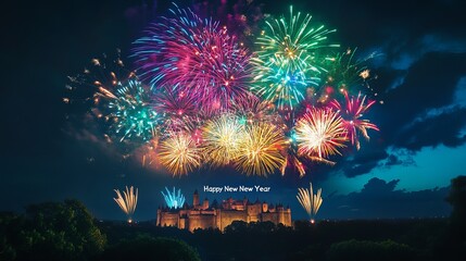 Happy New Year 2025 Celebration Background with Gold Sparkles and Lights