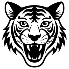 Tiger head vector silhouette art illustration