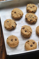 fresh baked Soft chocolate chip cookies, chocolate chip biscuits

