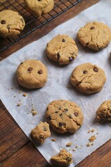 fresh baked Soft chocolate chip cookies, chocolate chip biscuits
