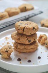 fresh baked Soft chocolate chip cookies, chocolate chip biscuits
