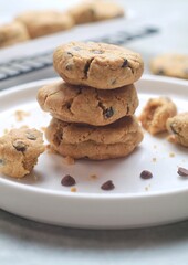 fresh baked Soft chocolate chip cookies, chocolate chip biscuits
